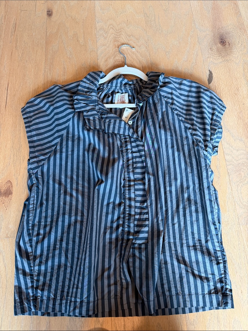 A Shirt Thing Striped Ruffle Collar Women's Top S NWT
